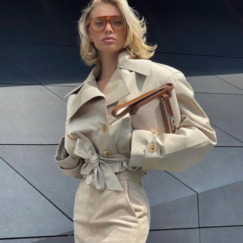 Helsa Oversized Cropped Trench In Chino